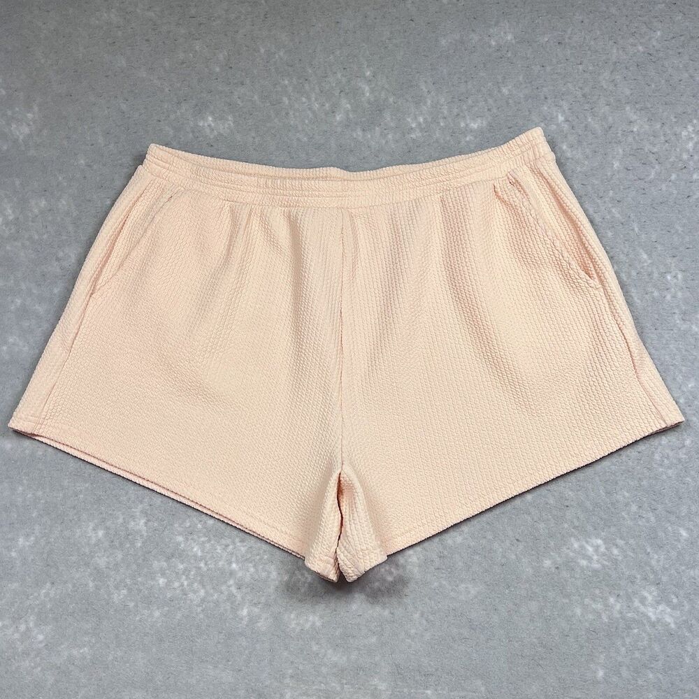 Fabletics Shorts Womens SZ XL Orange Textured Shannon Shorts High Waist Pockets